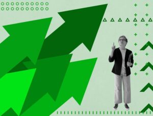 Contemporary collage with green rising arrows Increase revenue and profit concept - Student Loan Toolbox
