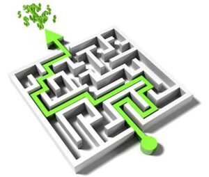 Green line maze dollar signs - optimize - Student Loan Toolbox student loan clients and student loan cases